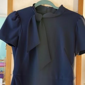 Maggy London navy blue, poly/spandex neck tie dress - 6P NWOT